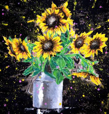Still Life Sunflowers Starwars  LA French Artist Affordable thumb
