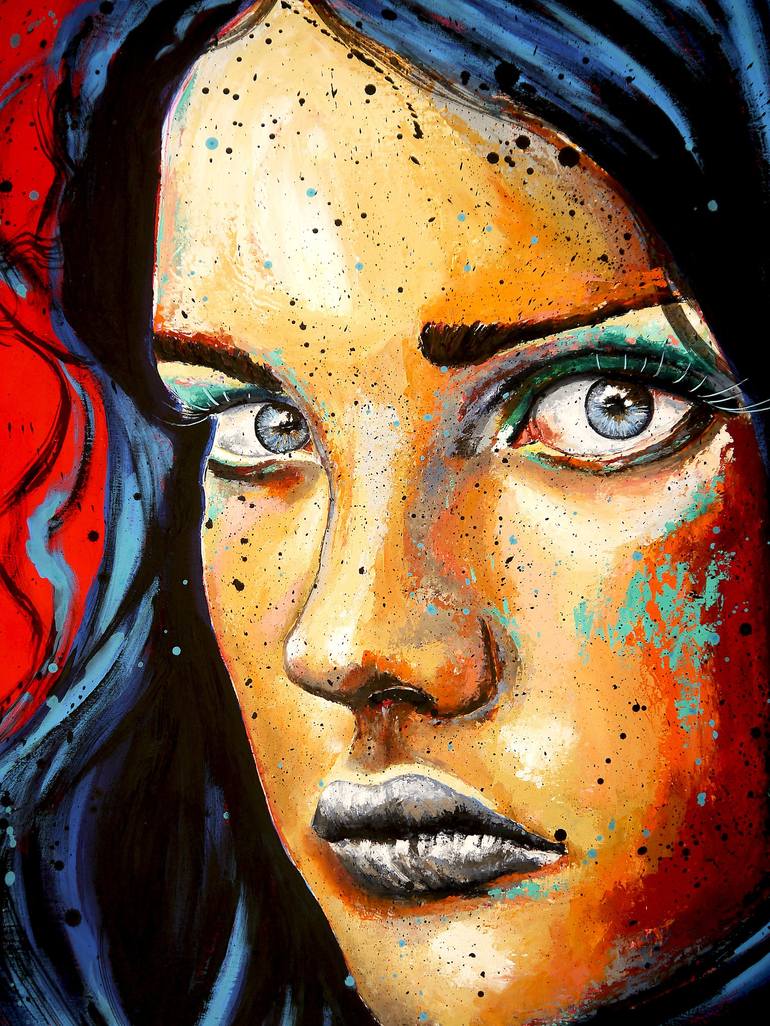 Original Pop Art Portrait Painting by Bazévian DelaCapucinière