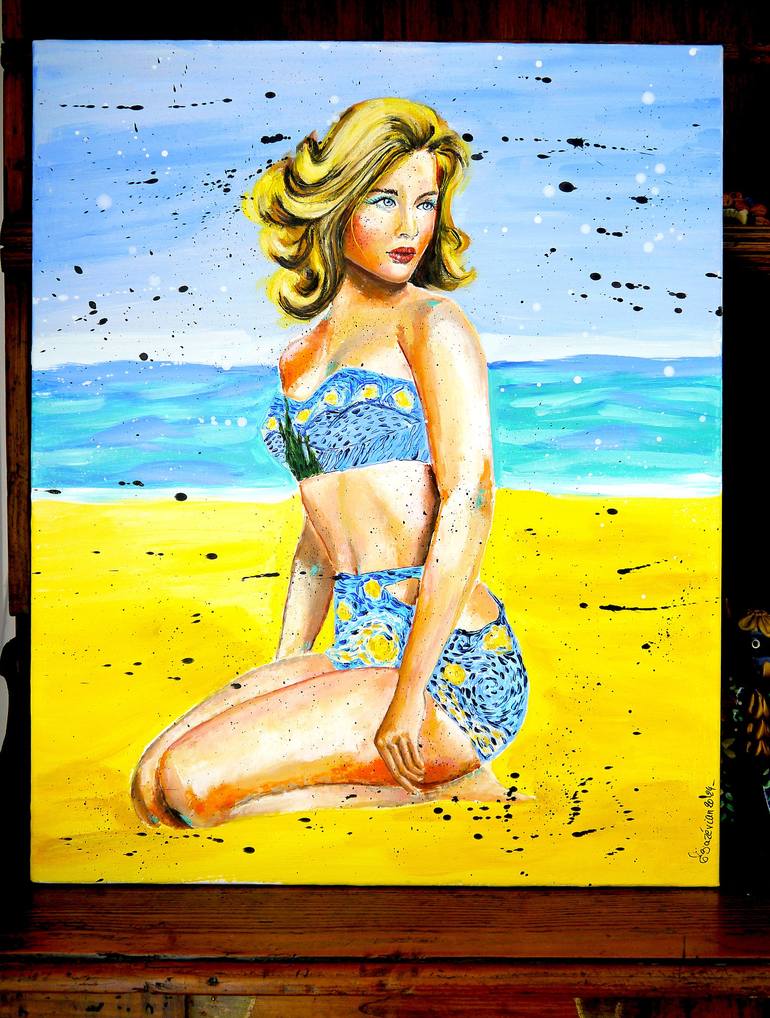 Original Pop Art Beach Painting by Bazévian DelaCapucinière