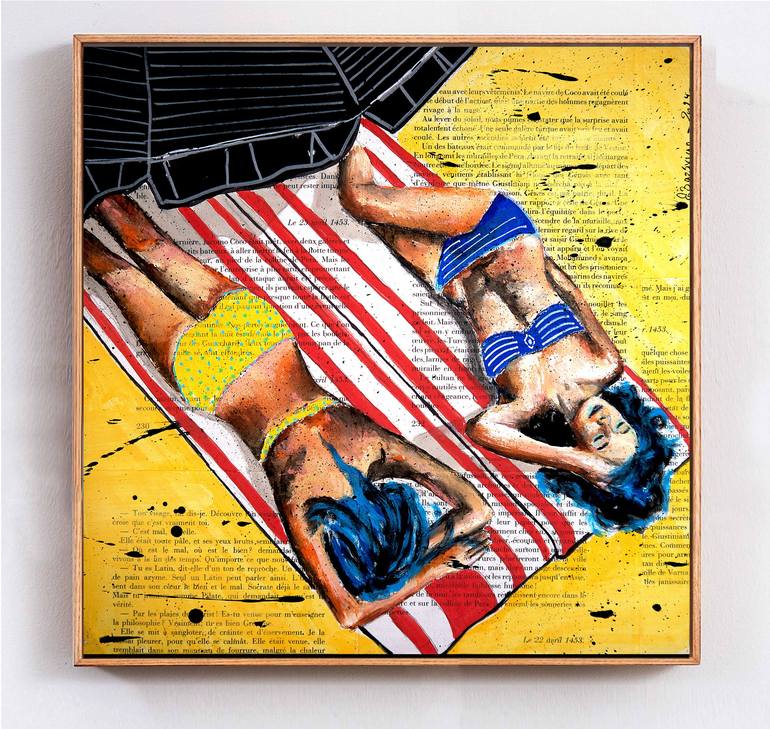 Original Pop Art Beach Painting by Bazévian DelaCapucinière