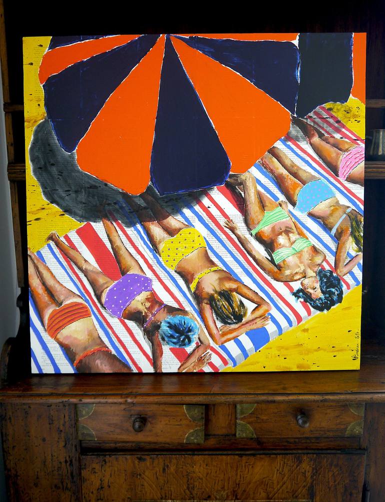 Original Pop Art Beach Painting by Bazévian DelaCapucinière