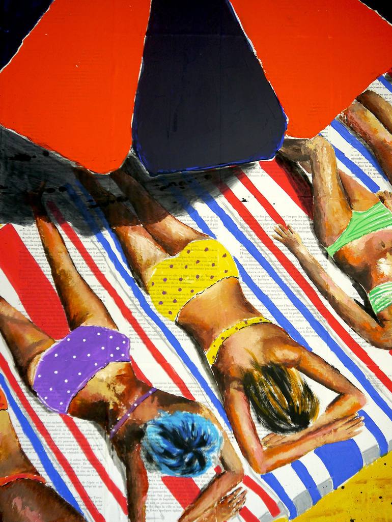 Original Pop Art Beach Painting by Bazévian DelaCapucinière