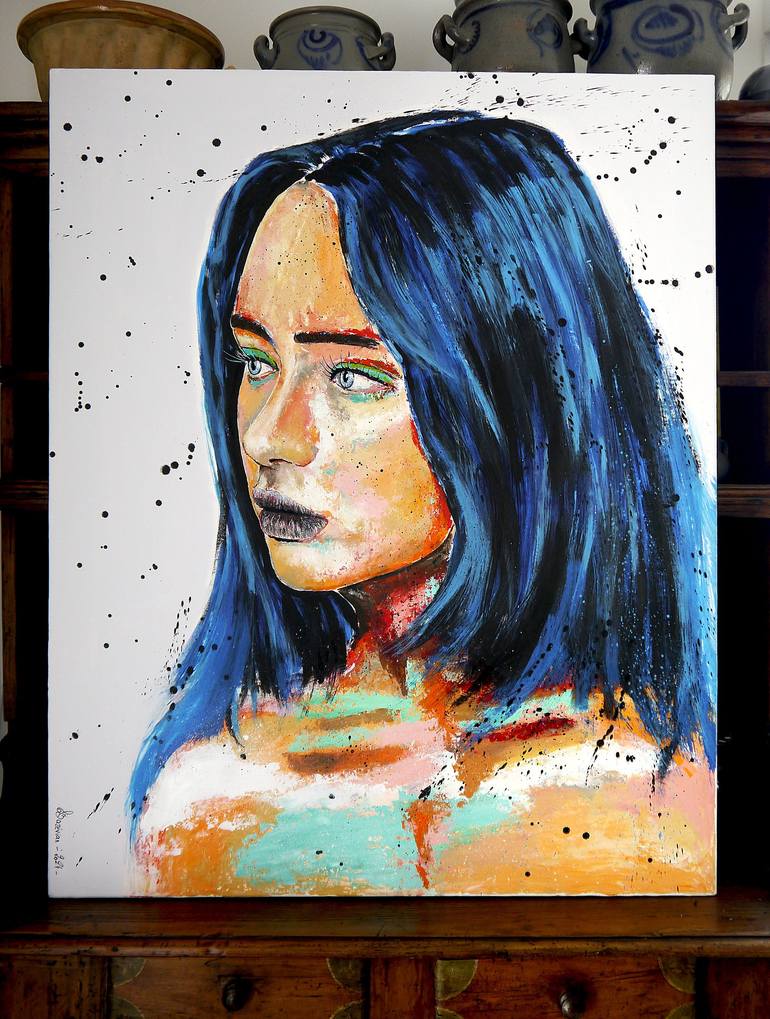 Original Pop Art Portrait Painting by Bazévian DelaCapucinière