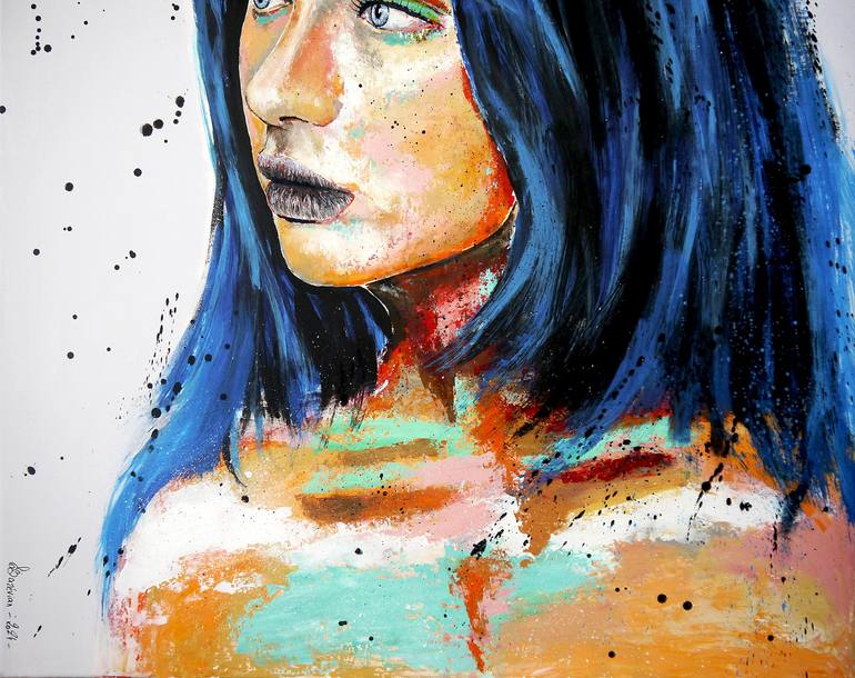 Original Pop Art Portrait Painting by Bazévian DelaCapucinière