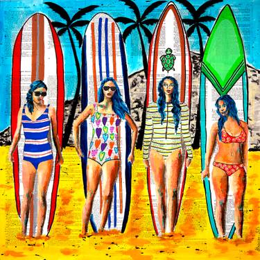 Original Pop Art Beach Painting by Bazévian Delacapucinière