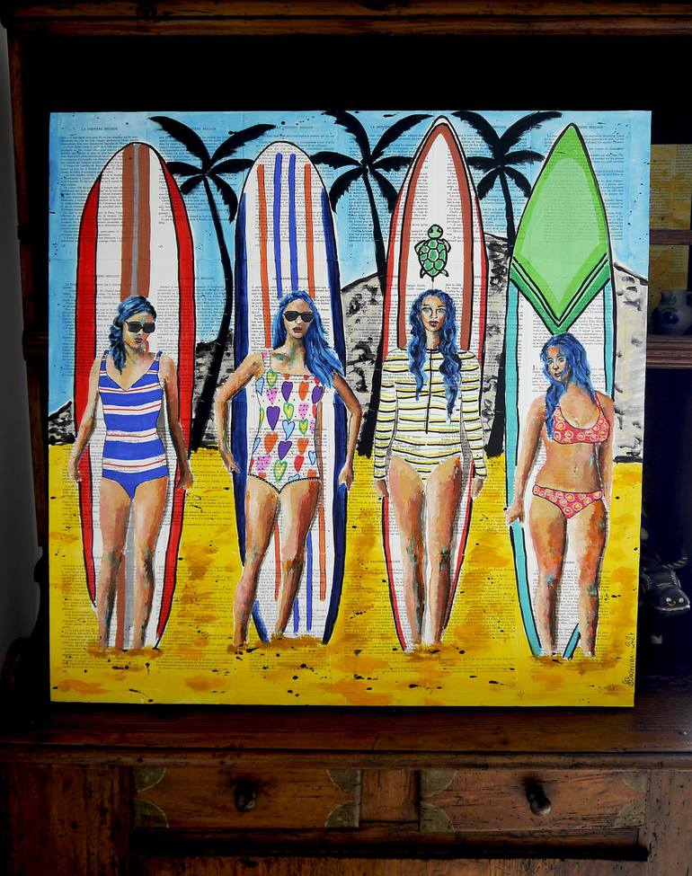 Original Pop Art Beach Painting by Bazévian DelaCapucinière