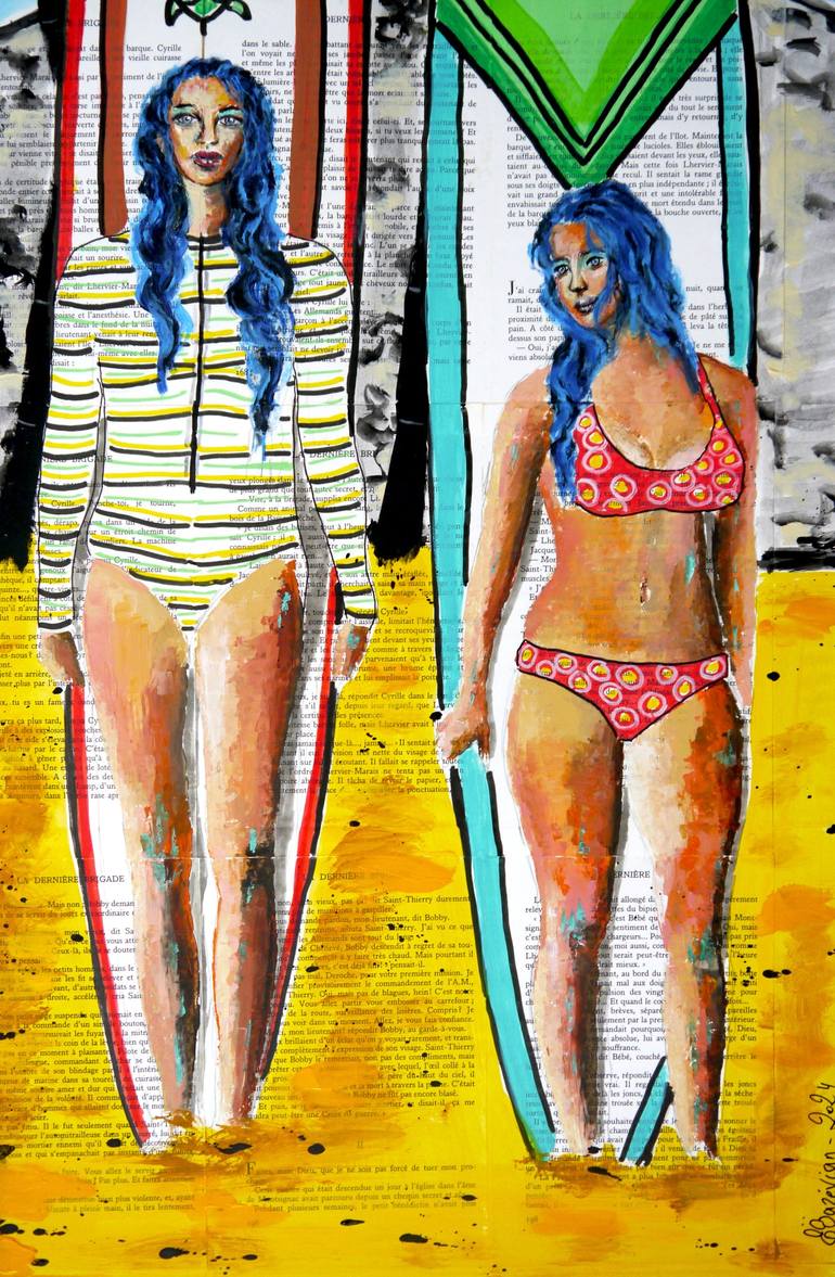 Original Pop Art Beach Painting by Bazévian DelaCapucinière