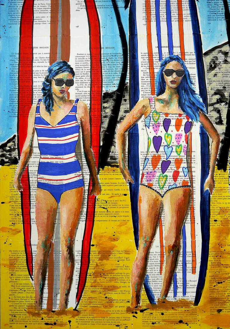 Original Pop Art Beach Painting by Bazévian DelaCapucinière