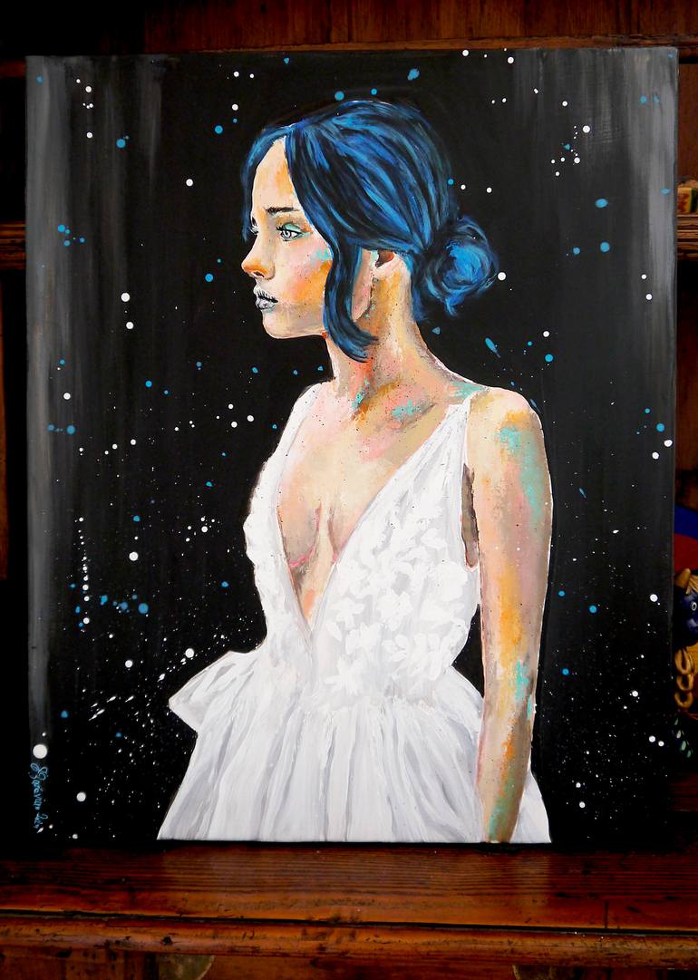 Original Expressionism Women Painting by Bazevian Delacapuciniere