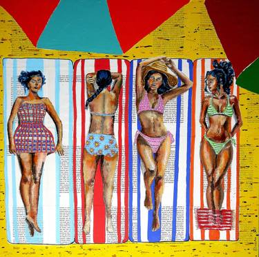 Original Pop Art Beach Painting by Bazévian Delacapucinière