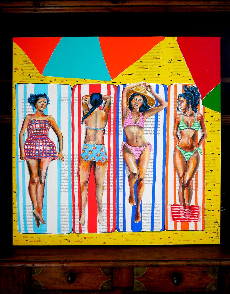 Original Pop Art Beach Painting by Bazevian Delacapuciniere