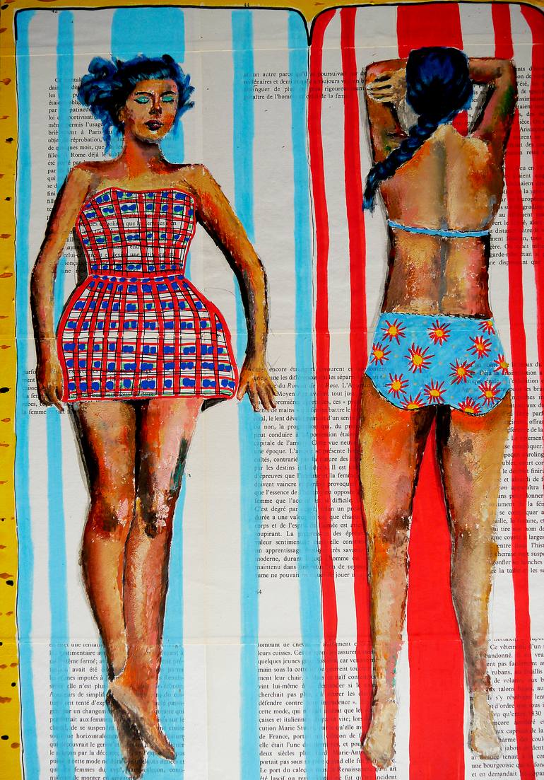 Original Pop Art Beach Painting by Bazevian Delacapuciniere