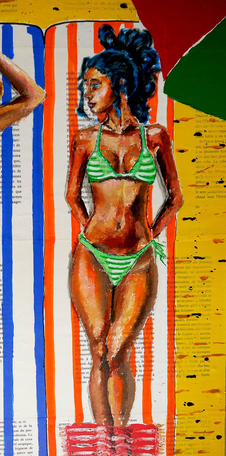 Original Pop Art Beach Painting by Bazevian Delacapuciniere