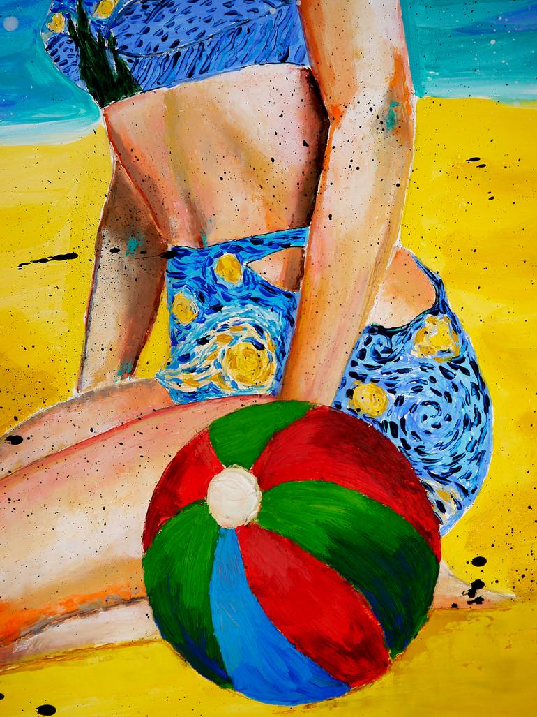 Original Portraiture Beach Painting by Bazevian Delacapuciniere