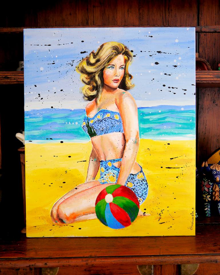 Original Portraiture Beach Painting by Bazevian Delacapuciniere