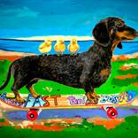 Portrait Taxi Driver Sk8te Dachshund Chut les Barbizons! DOG by Bazevian DelaCapuciniere