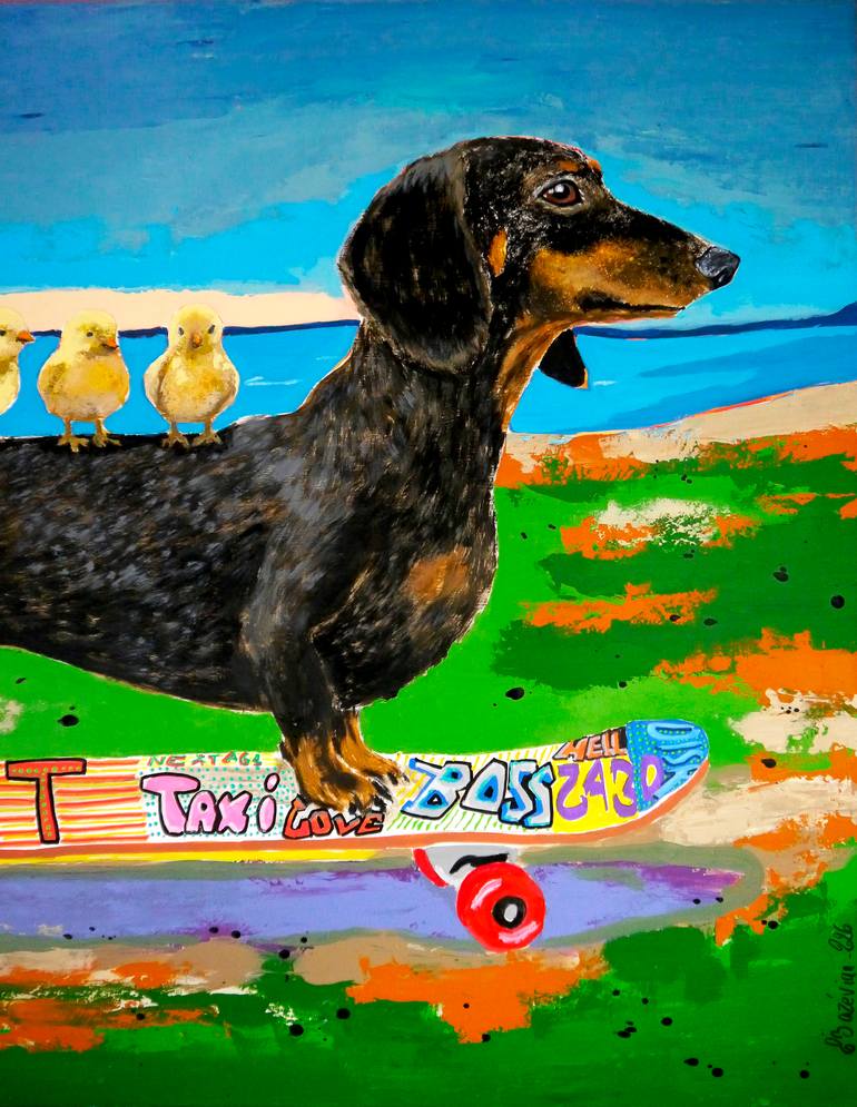 Original Expressionism Animal Painting by Bazevian Delacapuciniere