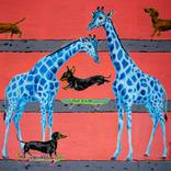 Portrait Dachshund dog and Giraffe Méli Mélo Chut les barbizons! by Bazevian DelaCapuciniere