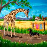 French School Mini Maxi trio Dachshund Giraffe Rooster by Bazevian DelaCapuciniere