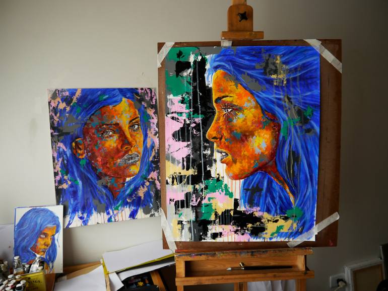 Original Expressionism People Painting by Bazevian Delacapuciniere