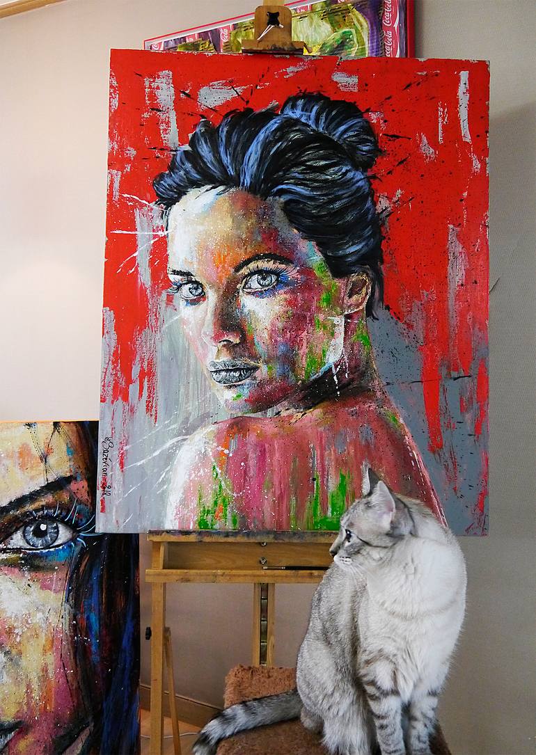 Original Expressionism People Painting by Bazevian Delacapuciniere
