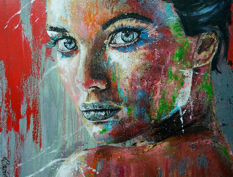 Original Expressionism People Painting by Bazevian Delacapuciniere