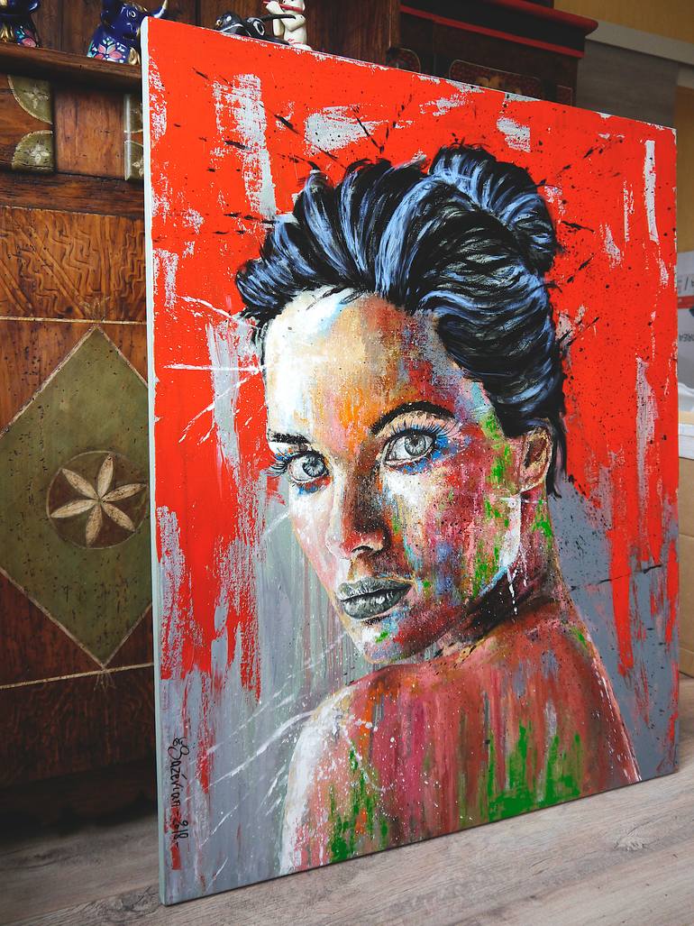 Original Expressionism People Painting by Bazevian Delacapuciniere