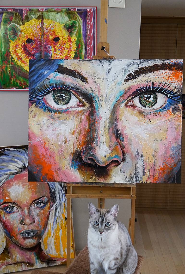 Original Abstract People Painting by Bazevian Delacapuciniere