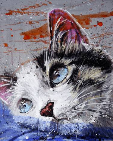 Print of Fine Art Cats Paintings by Bazévian DelaCapucinière