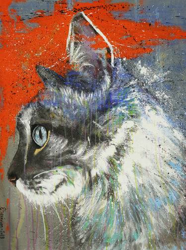 Original Fine Art Cats Paintings by Bazévian DelaCapucinière