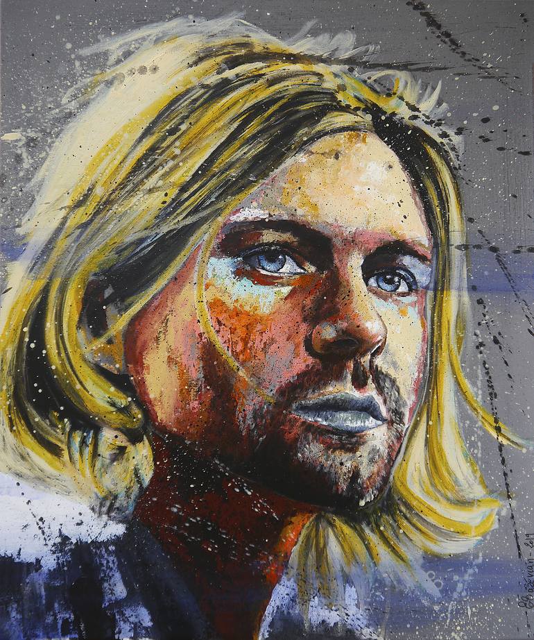Portrait Kurt Cobain celebrity popart Saatchisfaction Painting by ...