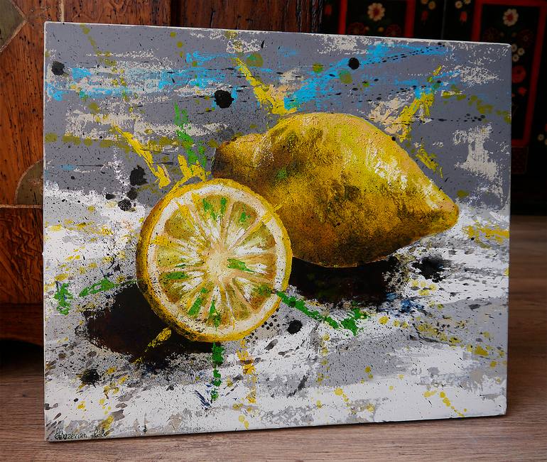 Original Abstract Still Life Painting by Bazevian Delacapuciniere