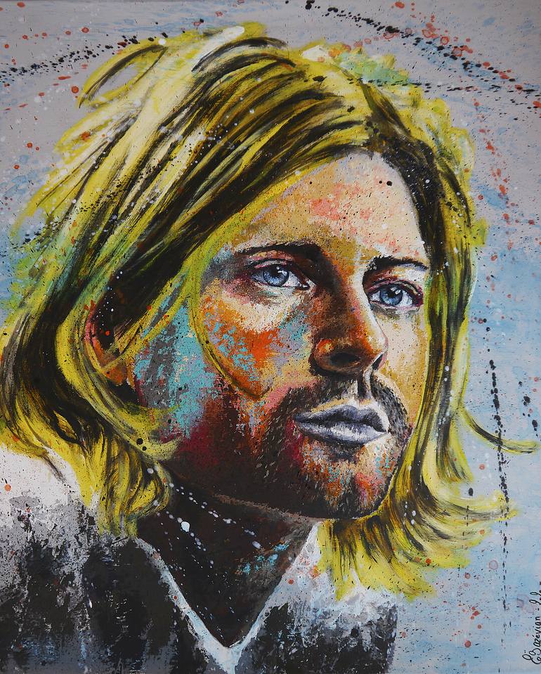 Portrait Kurt Cobain 2020 Grunge Painting by Bazévian DelaCapucinière ...