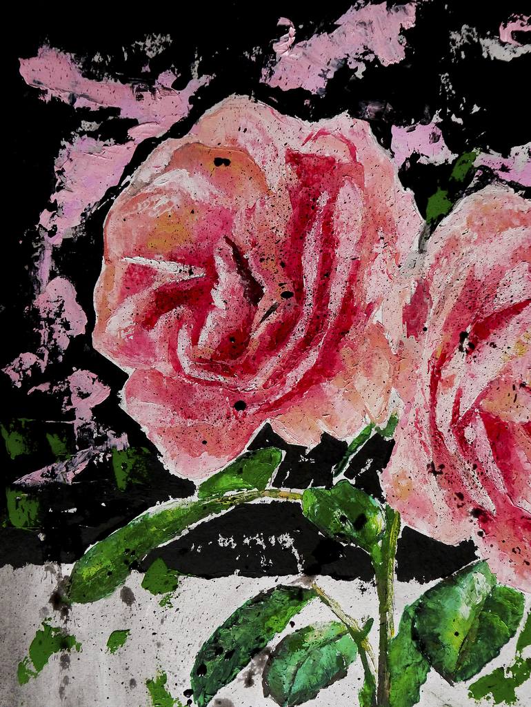 Original Abstract Expressionism Floral Painting by Bazevian Delacapuciniere