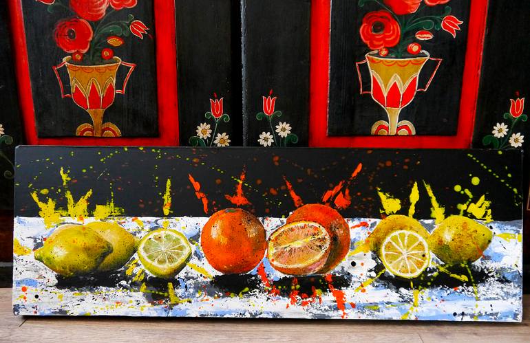 Original Abstract Expressionism Still Life Painting by Bazevian Delacapuciniere
