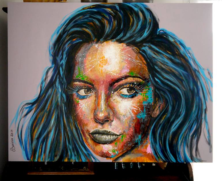 Original Abstract People Painting by Bazevian Delacapuciniere