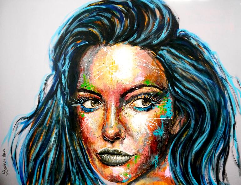 Original Abstract People Painting by Bazevian Delacapuciniere