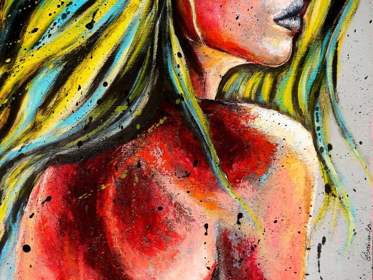 Original Expressionism Women Painting by Bazevian Delacapuciniere