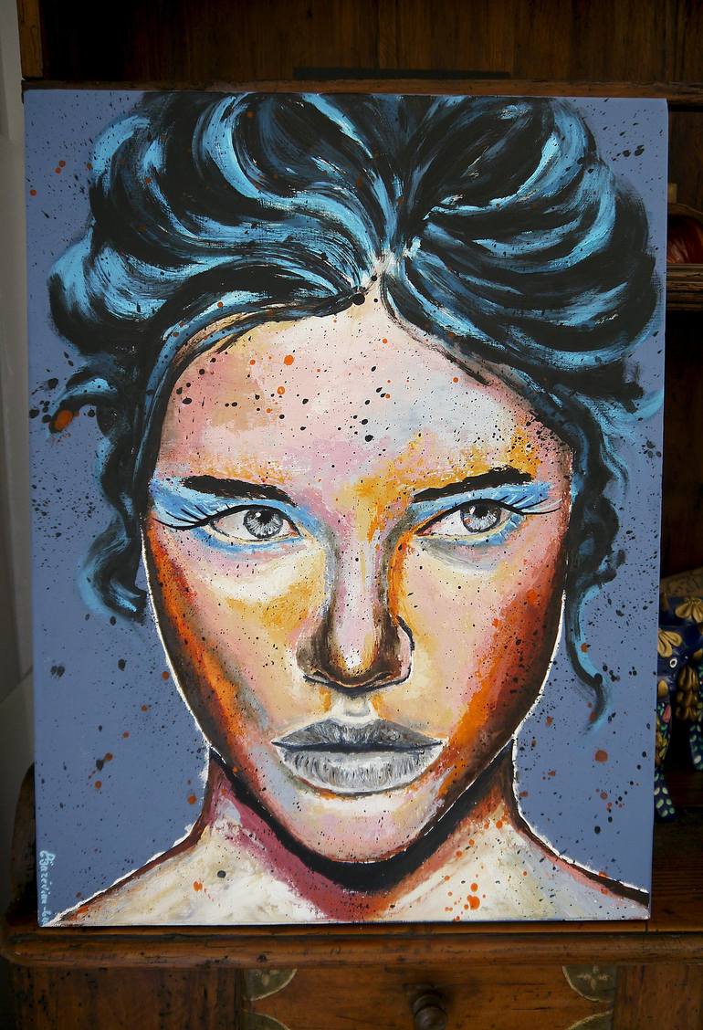 Original Pop Art Portrait Painting by Bazévian DelaCapucinière