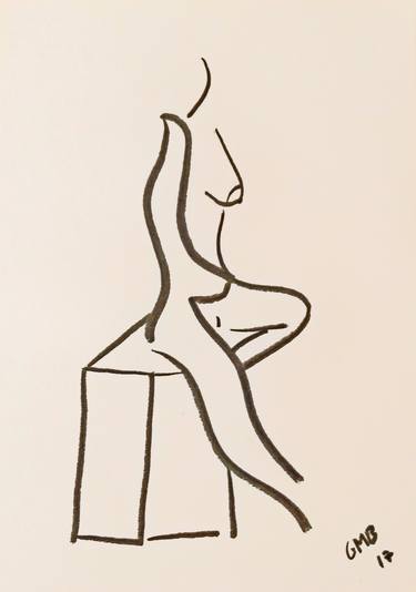 Study of a Nude Leaning Against a Box thumb