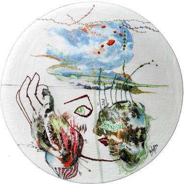 Original Abstract Expressionism People Mixed Media by Veronique Egloff