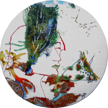 Original Abstract Expressionism People Mixed Media by Veronique Egloff