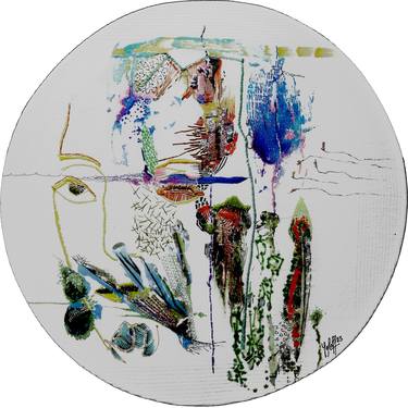 Original Abstract Expressionism People Mixed Media by Veronique Egloff