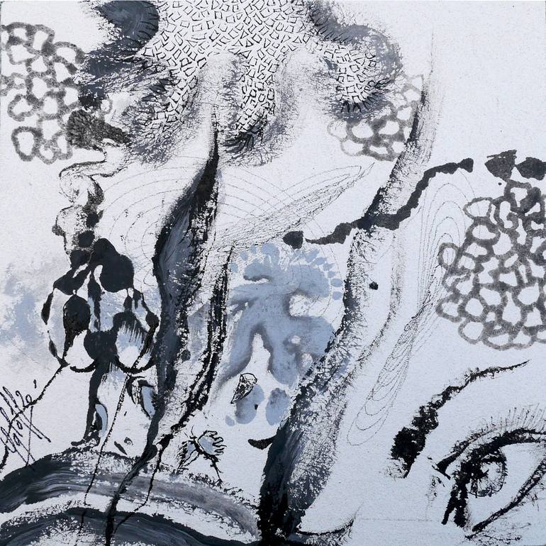 Original Abstract Expressionism Garden Drawing by Veronique Egloff