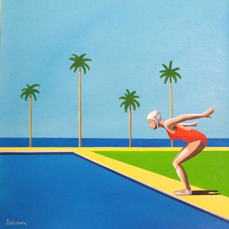 Original Beach Painting by Trevisan Carlo