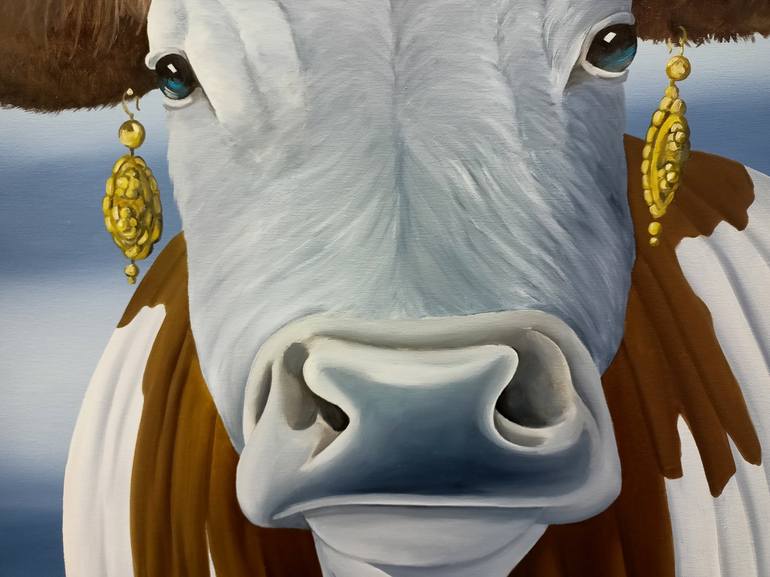 Original Pop Art Cows Painting by Trevisan Carlo