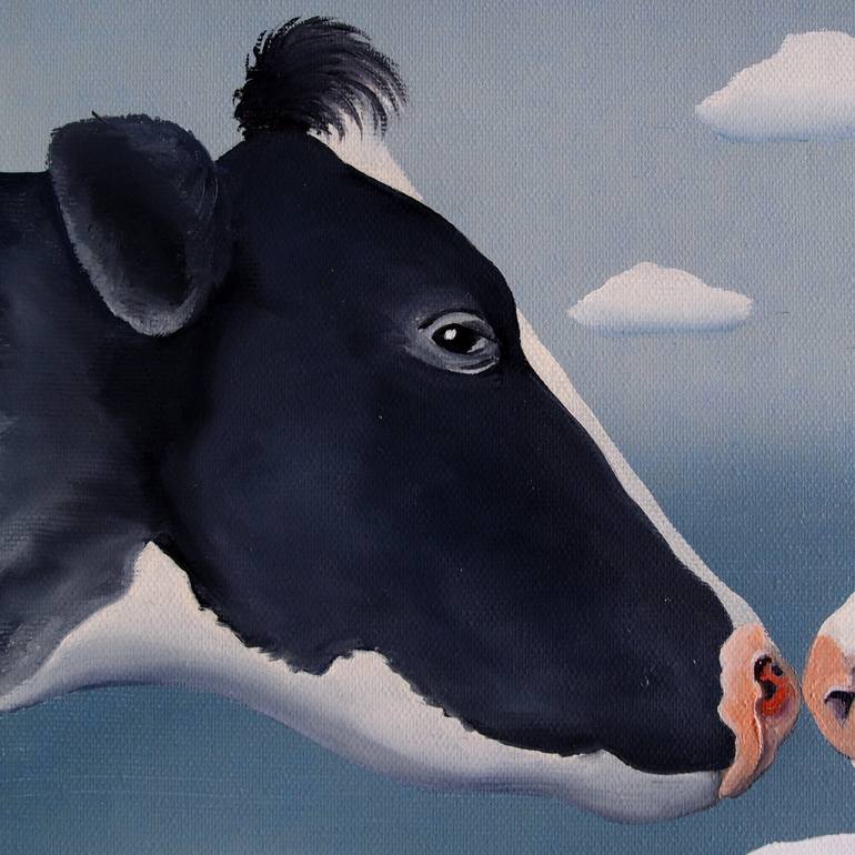 Original Surrealism Cows Painting by Trevisan Carlo