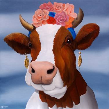 Original Pop Art Cows Paintings by Trevisan Carlo