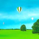 Landscape with hot air balloons by Trevisan Carlo
