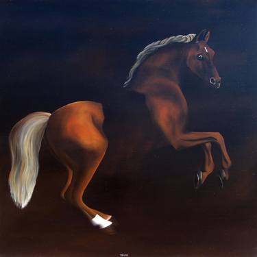 Original Figurative Horse Paintings by Trevisan Carlo